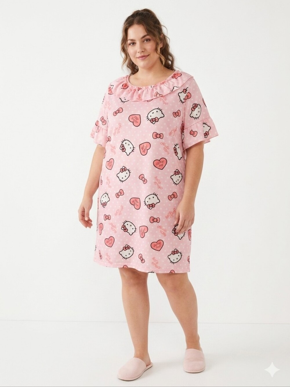 Hello Kitty Pink Polka Dot Ruffle Sleep Dress